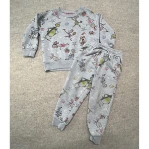 Grinch All‎ Over Print Sweatshirt Jogger Set Light Grey Heather 3T